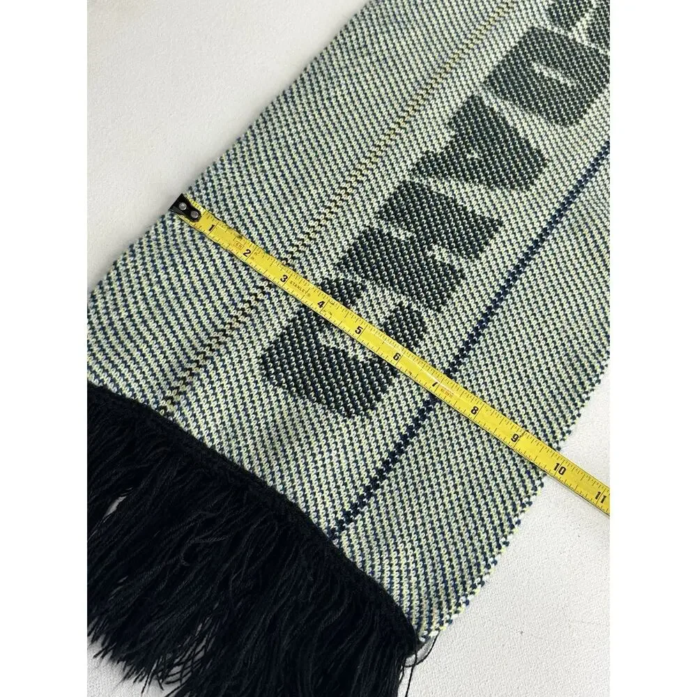 CHAOS Knit Fringe Scarf Black Blue Yellow Graphic Winter Fan Gear